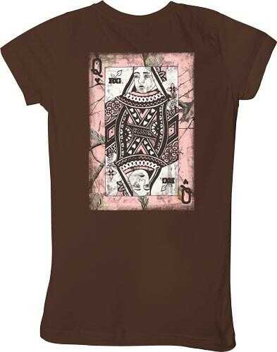 Real Tree WOMEN'S T-Shirt "Queen Of HEARTS" Medium Chocolate