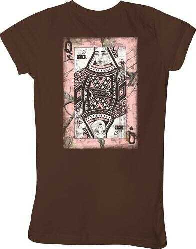 Real Tree WOMEN'S T-Shirt "Queen Of HEARTS" Small Chocolate