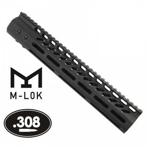 Guntec USA 12" Ultra Lightweight Thin M-LOK System Free Floating Handguard With Monolithic Top Rail (.308 Cal)